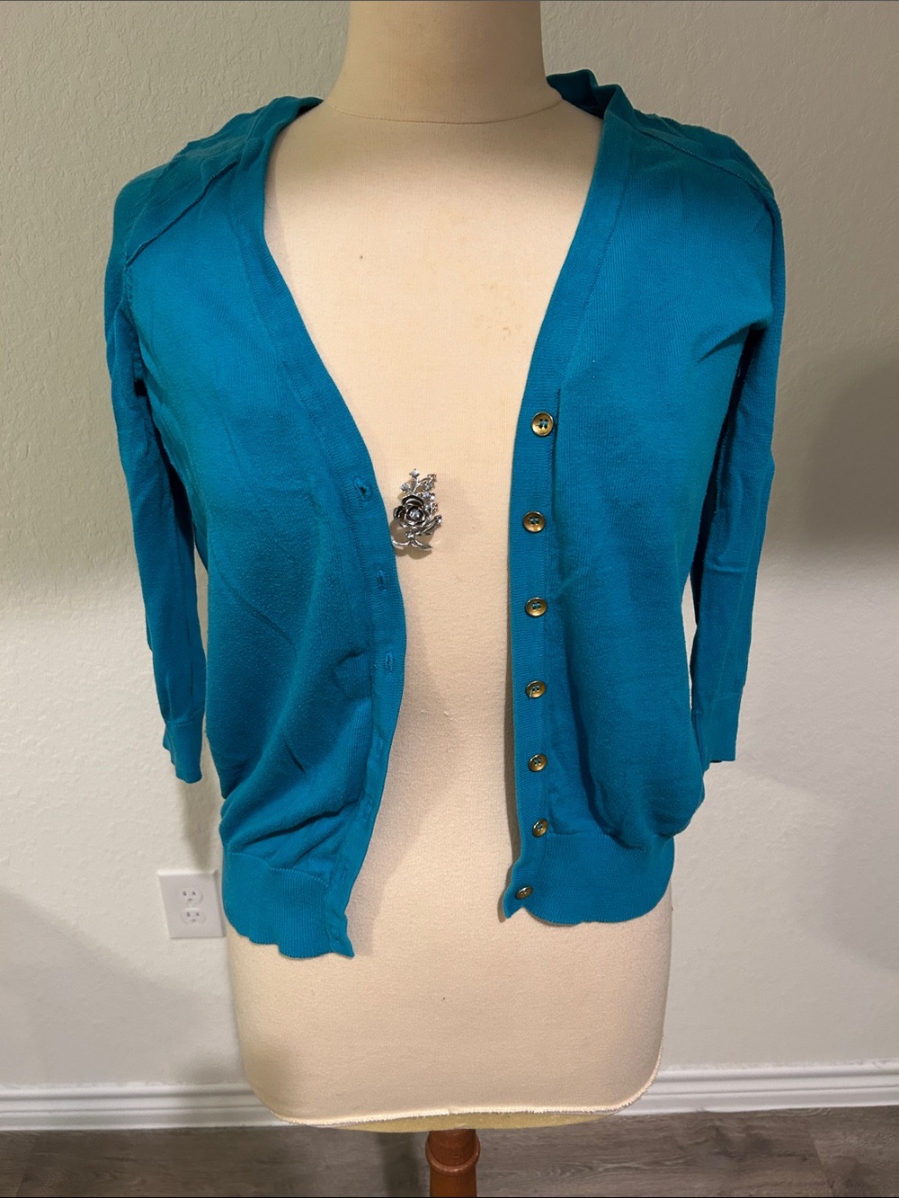 The Limited- Turquoise color Button-Front Women's Cardigan Sweater